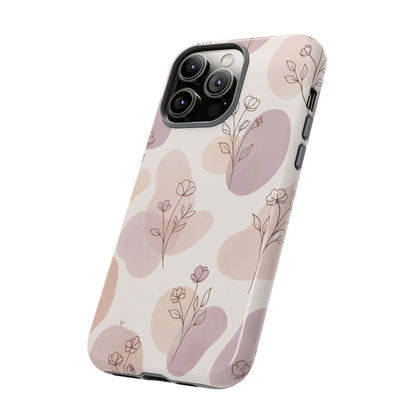 Blush Floral Phone Case Neutral Botanical Watercolor Tough Cover