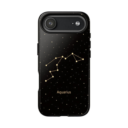 Aquarius Zodiac Constellation Phone Case – Luxe Gold Celestial Cover