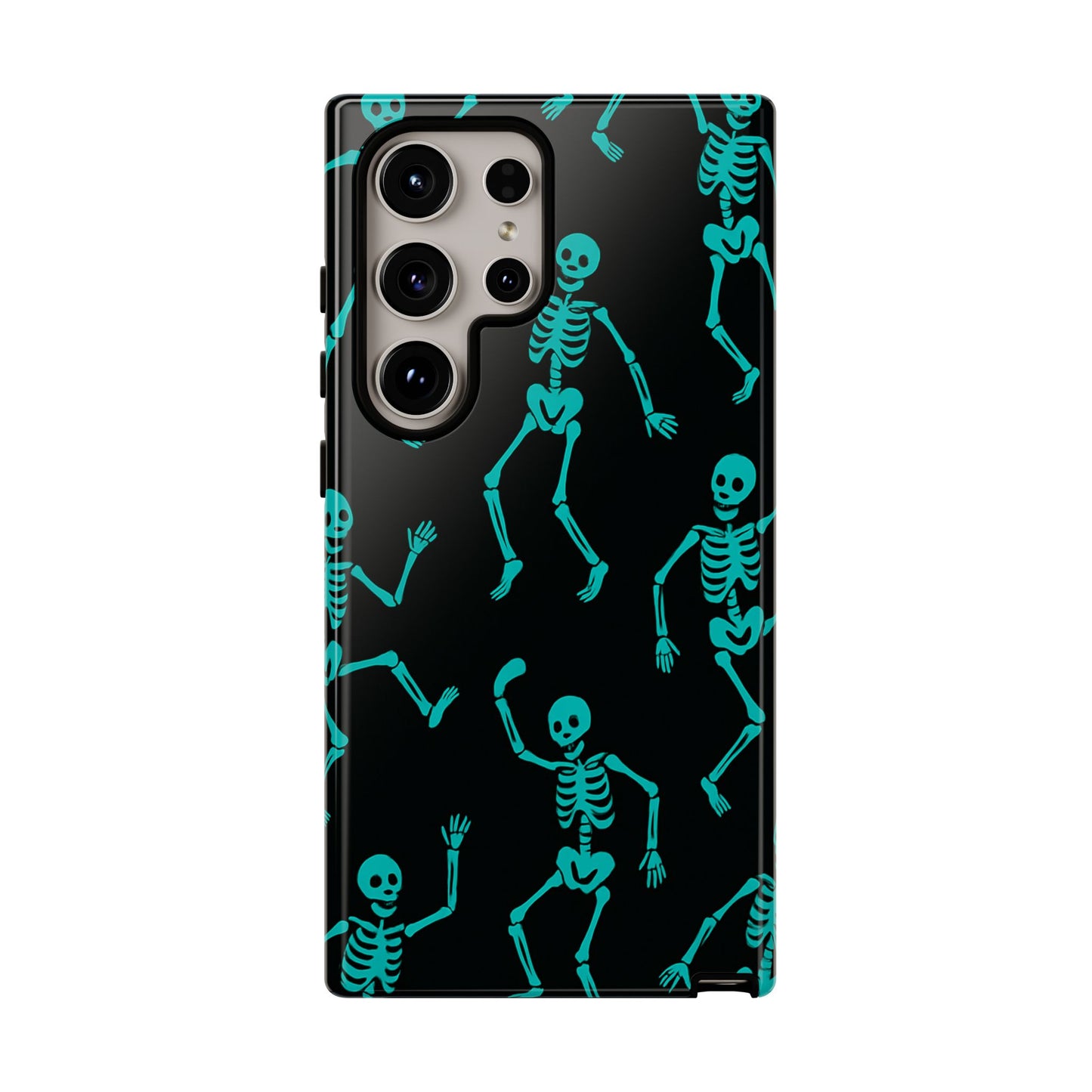 Dancing Teal Skeletons Phone Case | Tough Protective Case for Iphone, Samsung Galaxy and Pixel