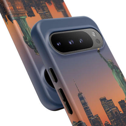 Statue of Liberty Sunset Phone Case – New York City Skyline Travel Aesthetic Tough Case