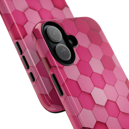 Hot Pink Hexagon Phone Case | Honeycomb Geometric Aesthetic | Cute Pink iPhone & Samsung Tough Protective Case