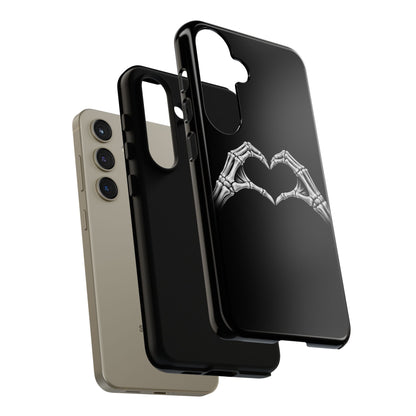 Skeleton Hands Heart Phone Case | Gothic Black Protective Cover