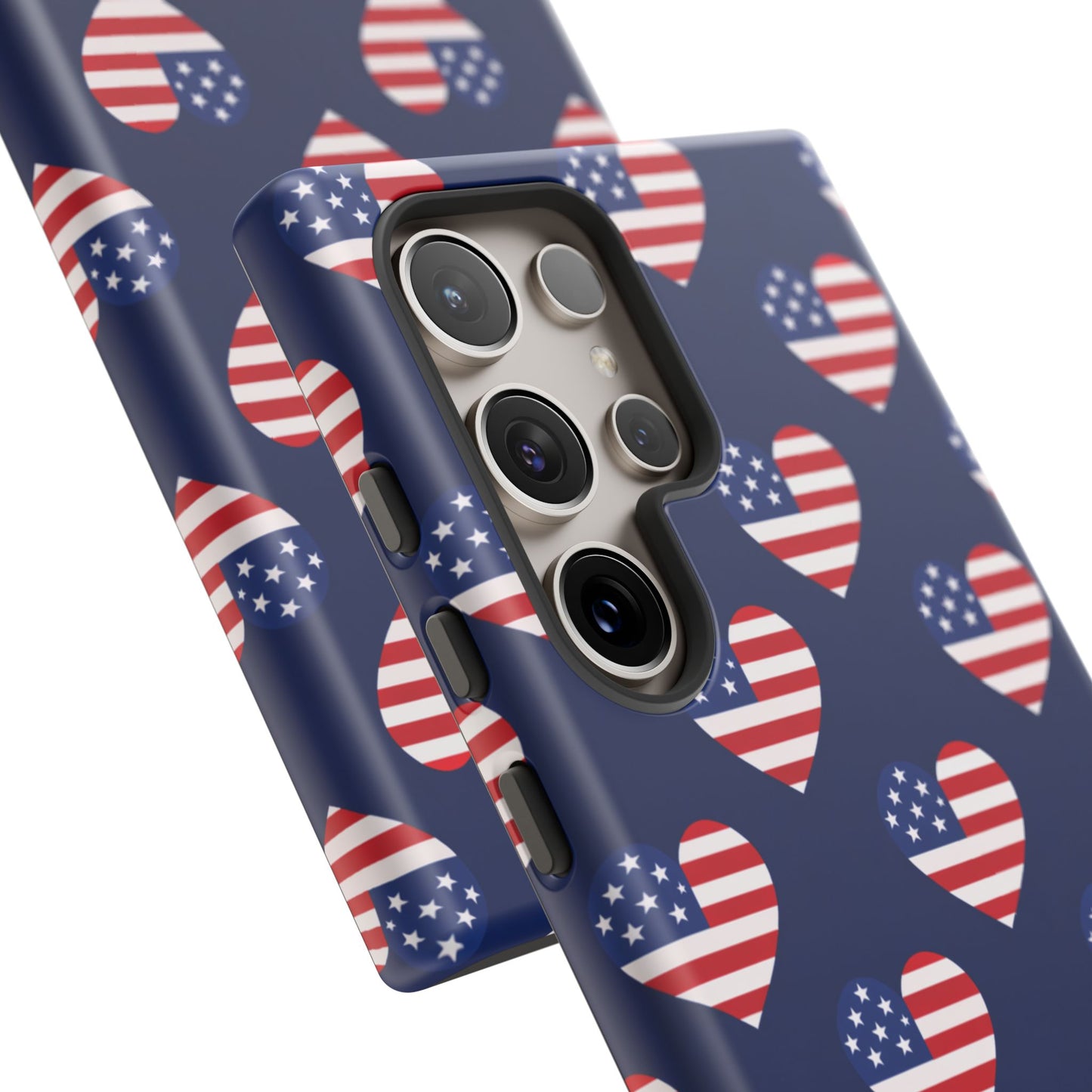 Patriotic American Flag Heart Phone Case – Tough Shockproof, USA Stars & Stripes for Iphone, Samsung Galaxy and Pixel