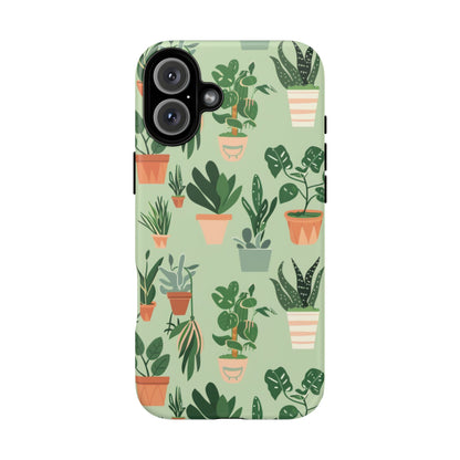 Plant Lover Phone Case | Cute Potted Plants Pattern | Botanical Aesthetic Tough Case