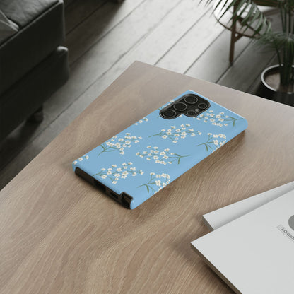 Baby’s Breath Floral Phone Case – Blue Minimal Flower Aesthetic Tough Case