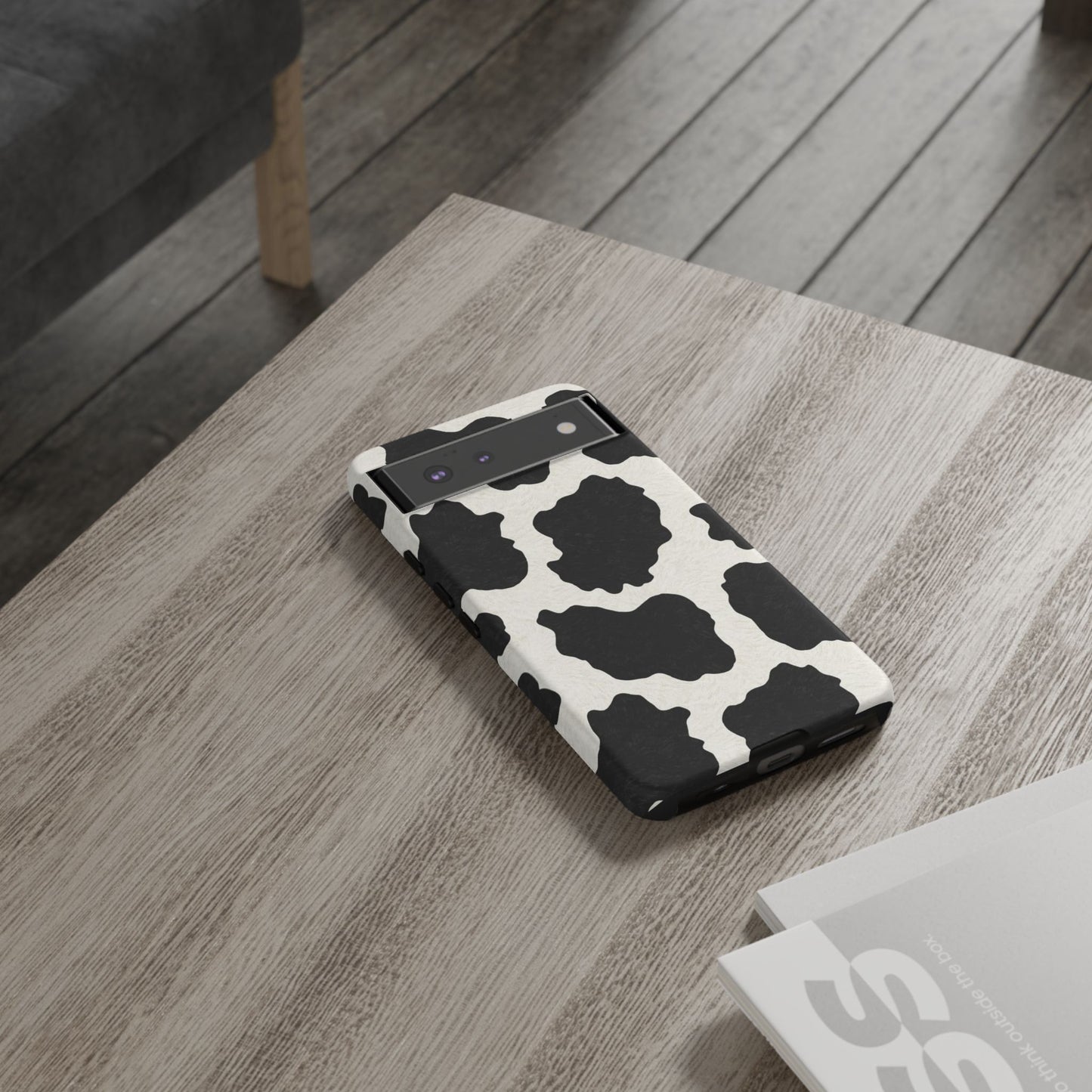Black & White Cow Print Phone Case | Western Aesthetic iPhone & Samsung Tough Case