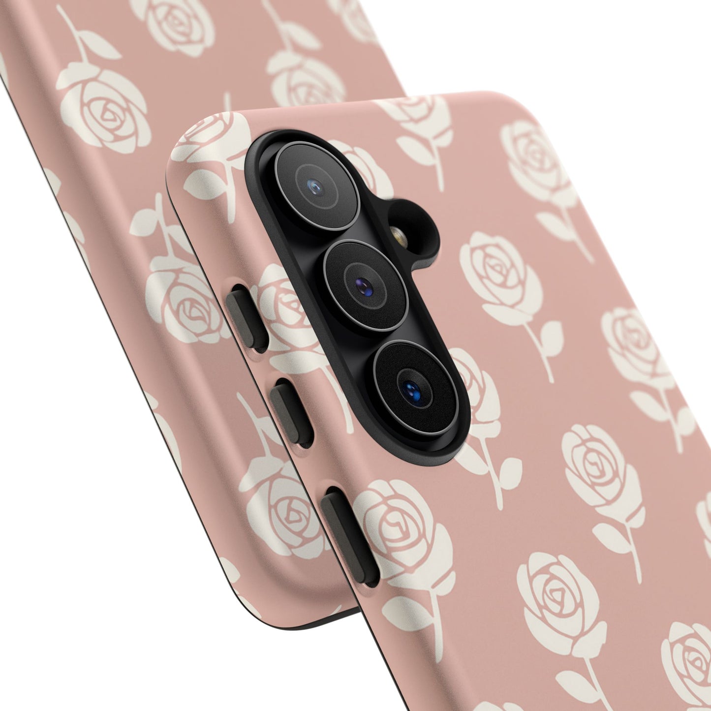White Rose Pattern Tough Phone Case | Elegant Floral Aesthetic Case for Iphone, Samsung Galaxy and Pixel