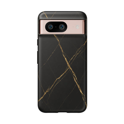 Black Marble Phone Case with Gold Veins – Luxury Minimal Aesthetic Tough Case