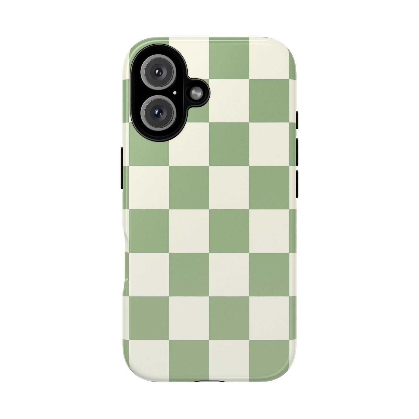 Sage Green Checkerboard Phone Case | Minimal Aesthetic Checkered iPhone & Samsung Tough Case