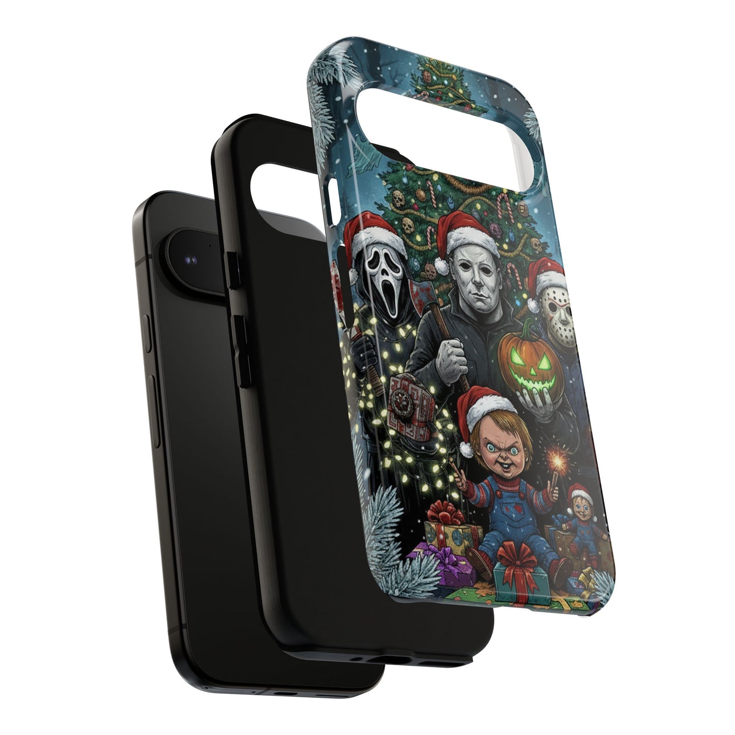 Christmas Horror Phone Case – Festive Slasher Collage Tough Case (iPhone, Samsung, Pixel)