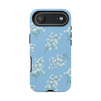 Baby’s Breath Floral Phone Case – Blue Minimal Flower Aesthetic Tough Case