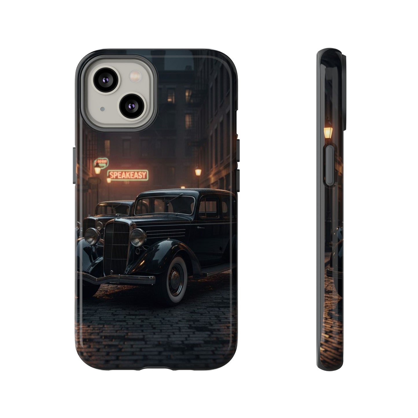 Vintage Classic Car Phone Case | Retro Noir Aesthetic | 1930s Street Scene Tough Case for iPhone & Samsung