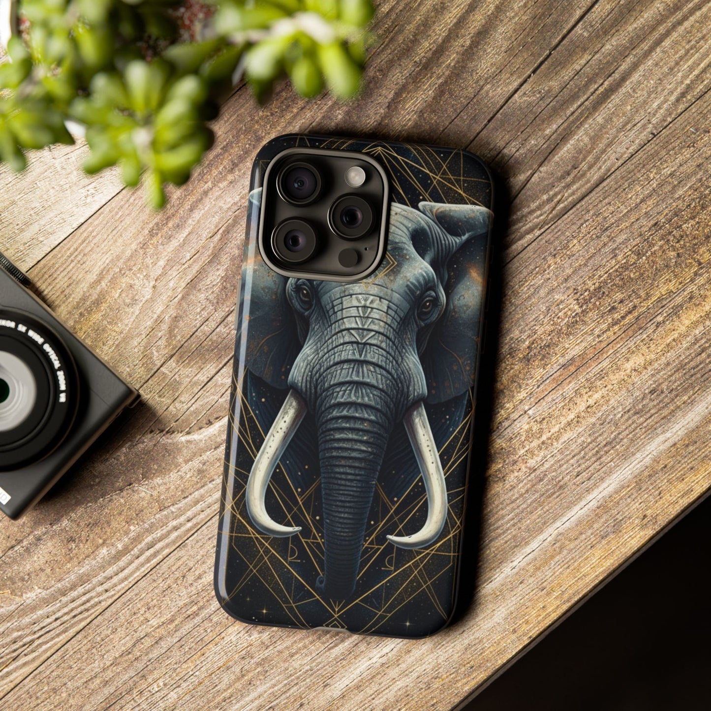 Elephant Mandala Phone Case – Black and Gold Spiritual Elephant Tough Protective Case