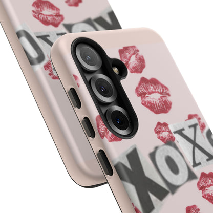 XOXO Kiss Print Phone Case | Coquette Valentine Aesthetic | Cute Pink Lipstick Kiss Tough Case for iPhone & Samsung