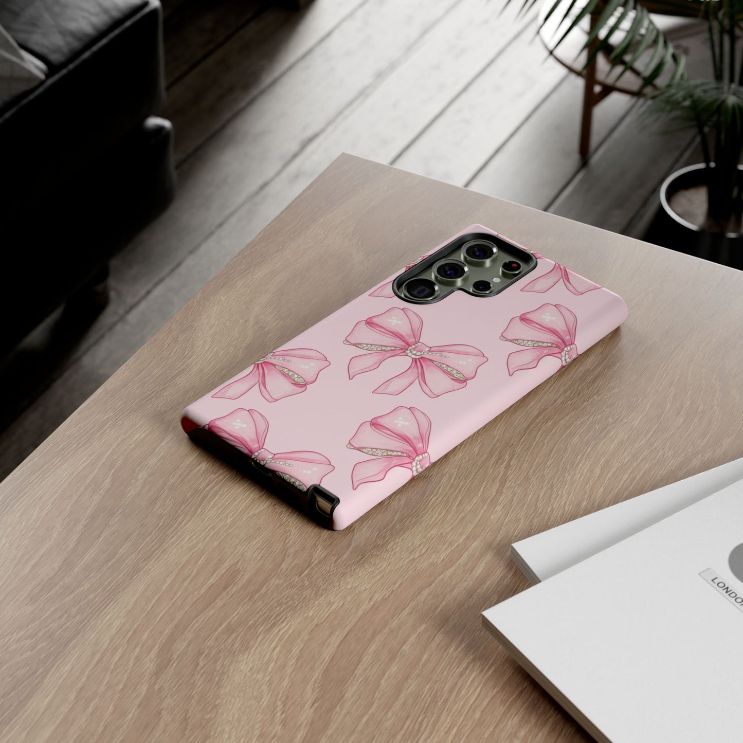 Pink Bow Pattern Phone Case | Coquette Aesthetic Tough Protective Case