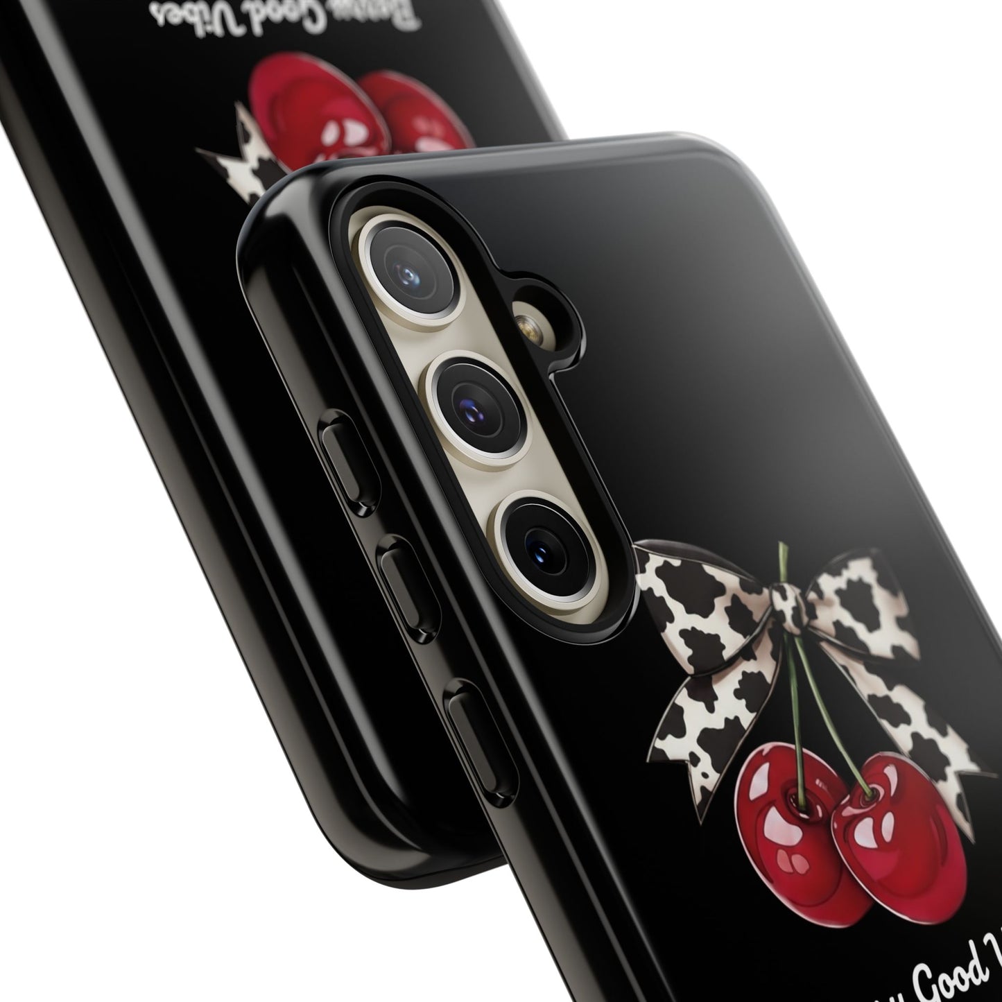 Cherry Cow Print Phone Case | Coquette Bow Aesthetic | Tough Protective Case