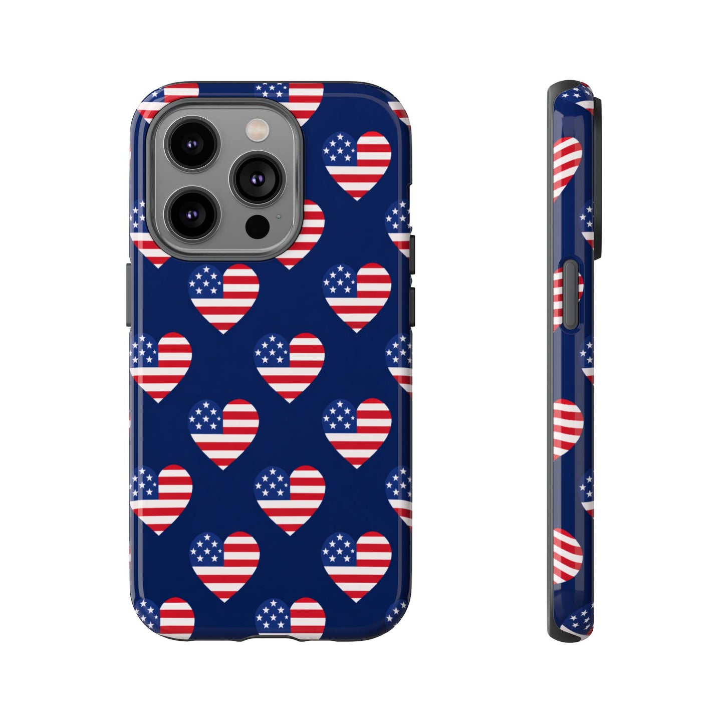 Patriotic American Flag Heart Phone Case – Tough Shockproof, USA Stars & Stripes for Iphone, Samsung Galaxy and Pixel