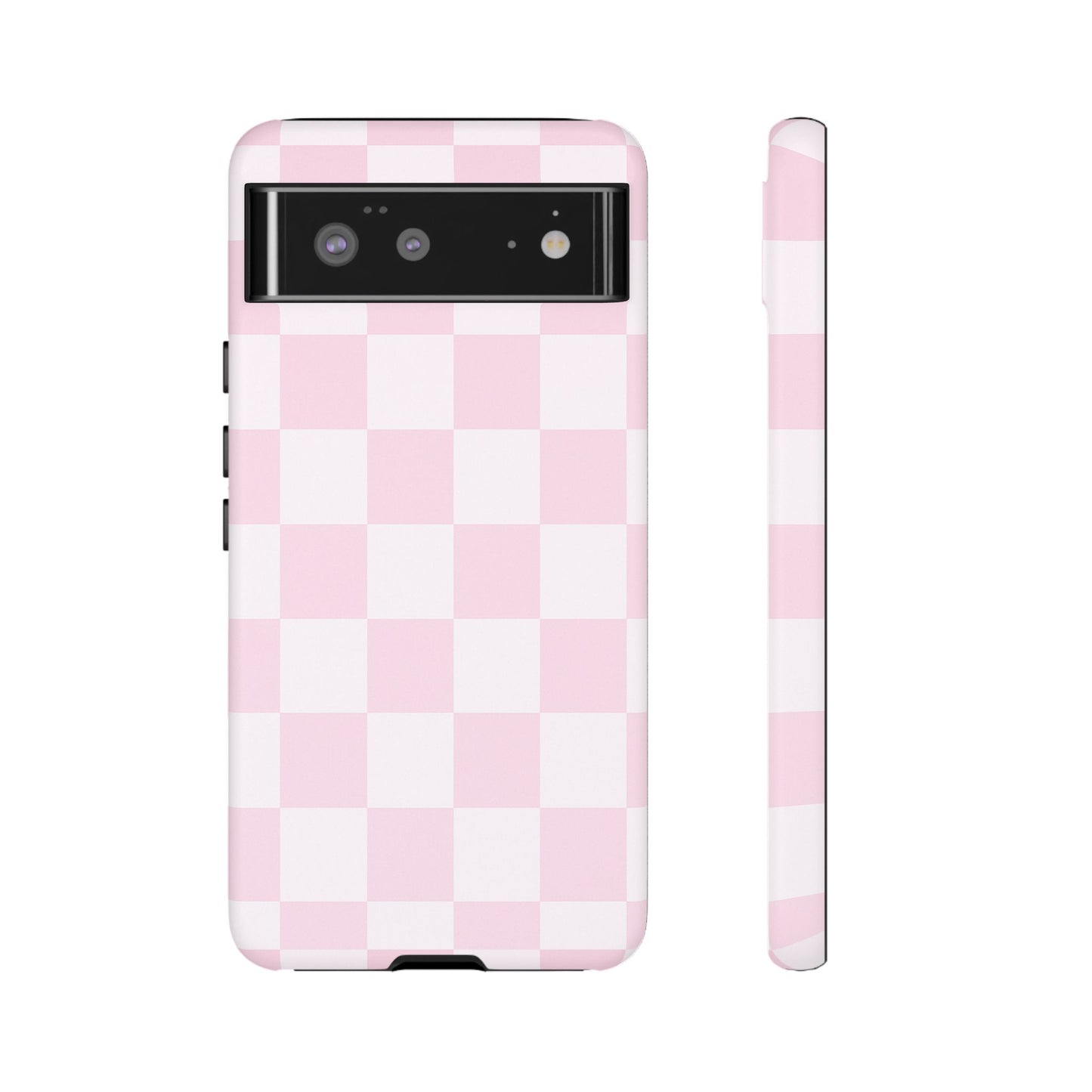 Light Pink Checkerboard Phone Case | Pastel Aesthetic Checkered iPhone & Samsung Tough Case