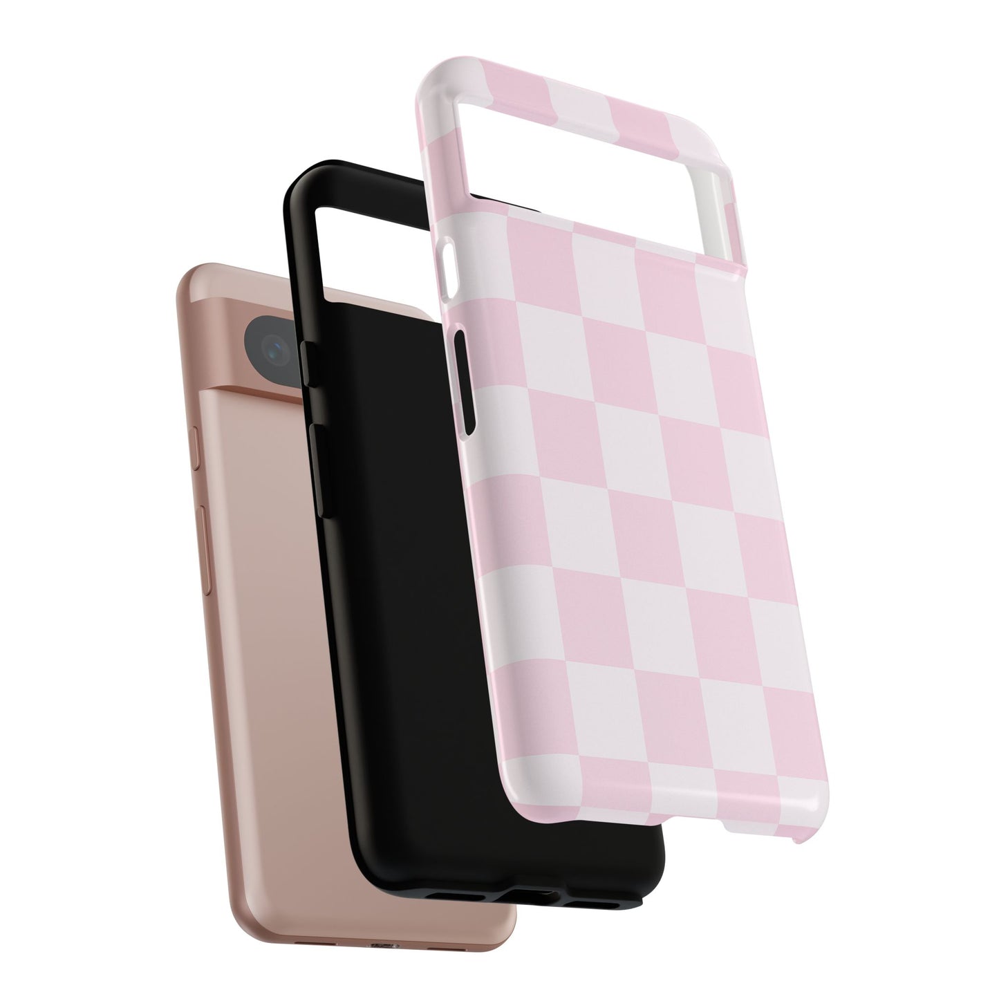 Light Pink Checkerboard Phone Case | Pastel Aesthetic Checkered iPhone & Samsung Tough Case