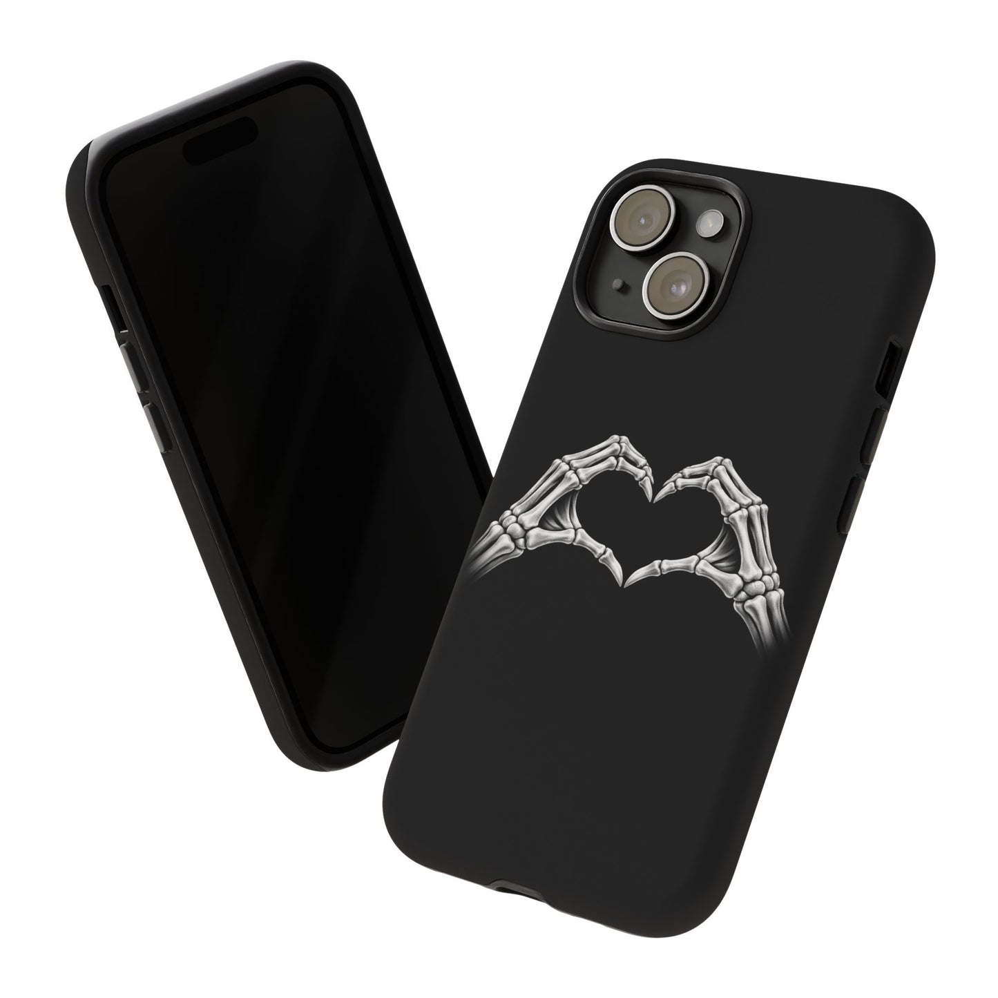 Skeleton Hands Heart Phone Case | Gothic Black Protective Cover