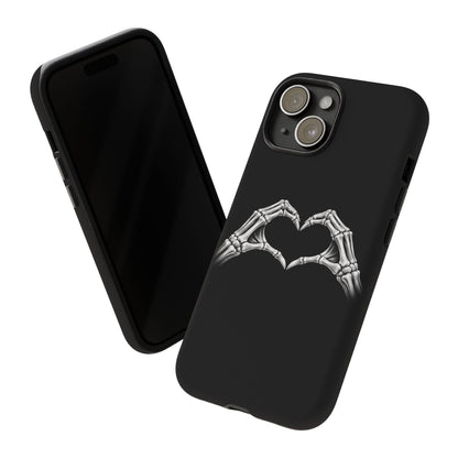 Skeleton Hands Heart Phone Case | Gothic Black Protective Cover