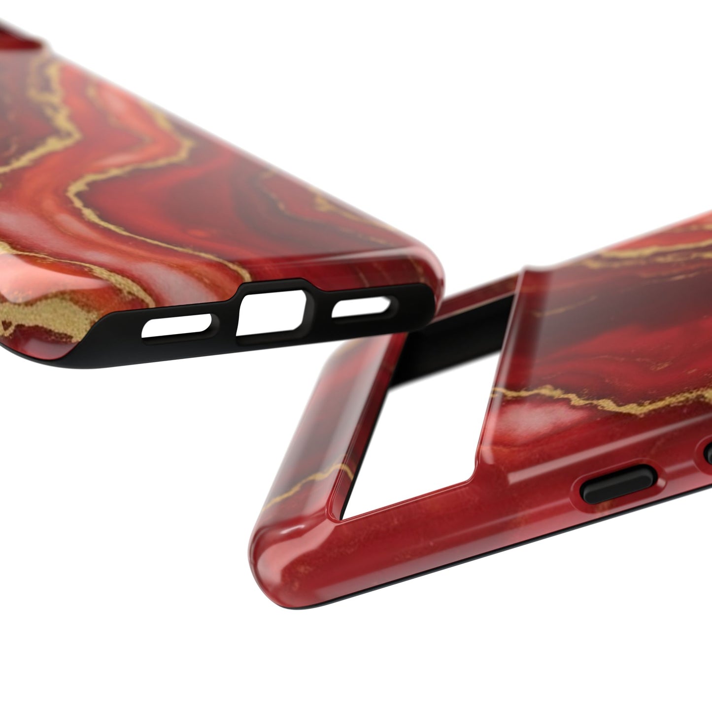 Red Agate Marble Phone Case with Gold Veins – Luxury Tough iPhone & Samsung Case