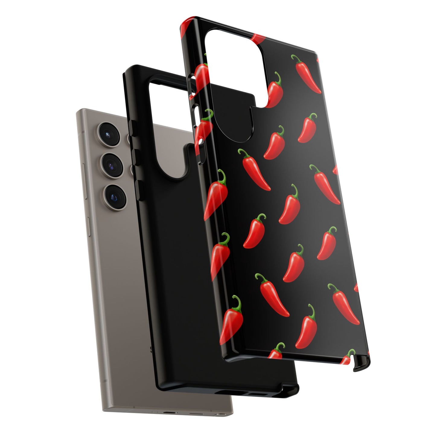 Spicy Chili Pepper Phone Case – Black Cute Hot Pepper Tough Cover for Iphone, Samsung Galaxy and Pixel