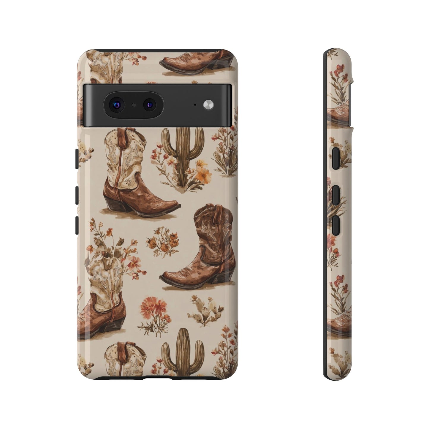 Cowboy Boots Western Phone Case Rustic Cowgirl Cactus Floral iPhone Samsung Pixel