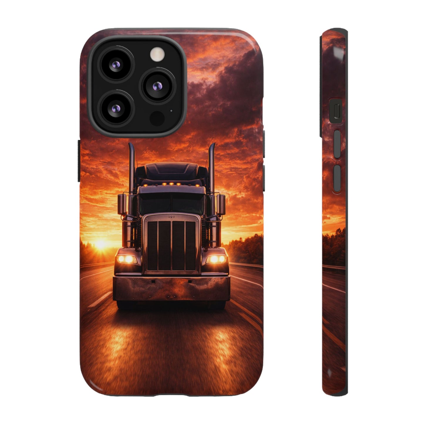 Big Rig Truck Phone Case Sunset Highway Semi Truck iPhone Samsung Cover