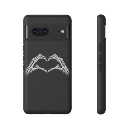Skeleton Hands Heart Phone Case | Gothic Black Protective Cover