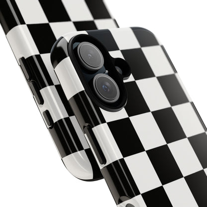 Black & White Checkerboard Phone Case – Classic Aesthetic Tough Protective Case for Iphone, Samsung Galaxy and Pixel