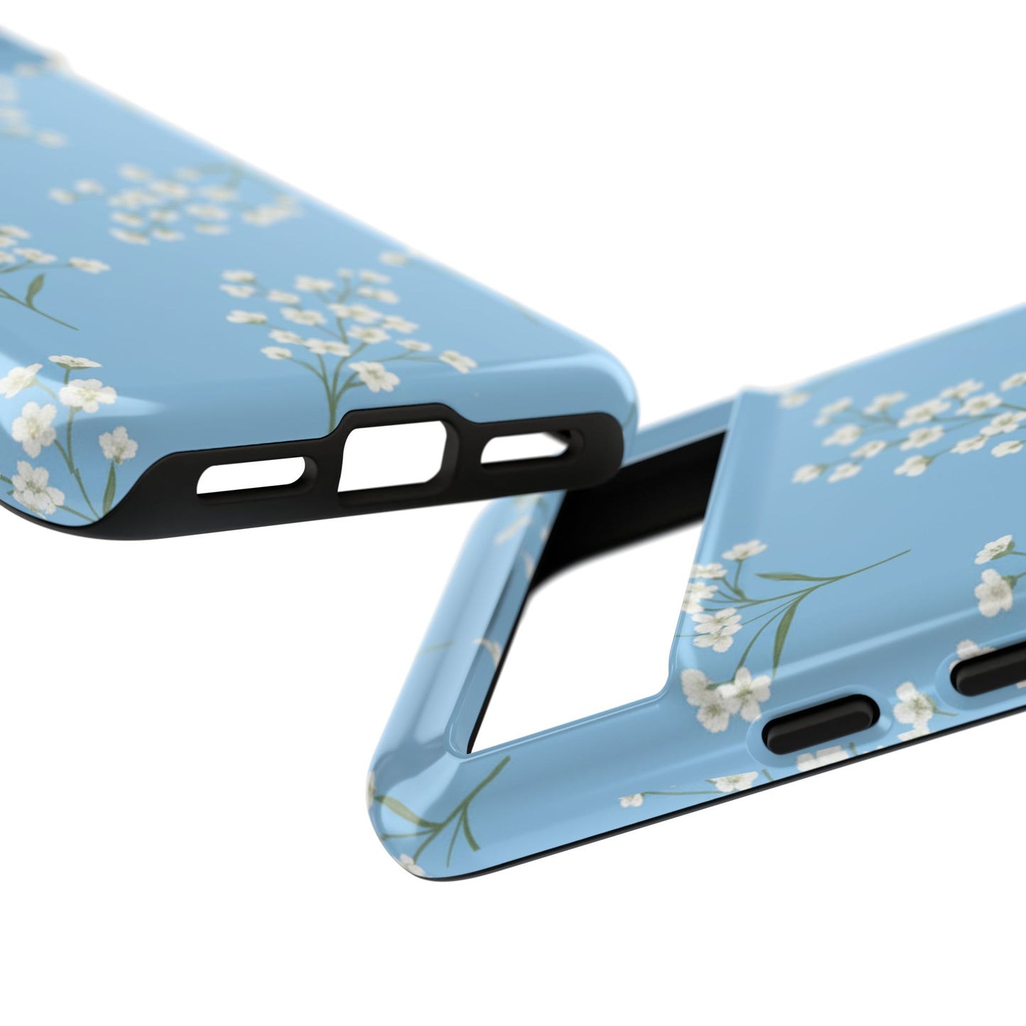 Baby’s Breath Floral Phone Case – Blue Minimal Flower Aesthetic Tough Case