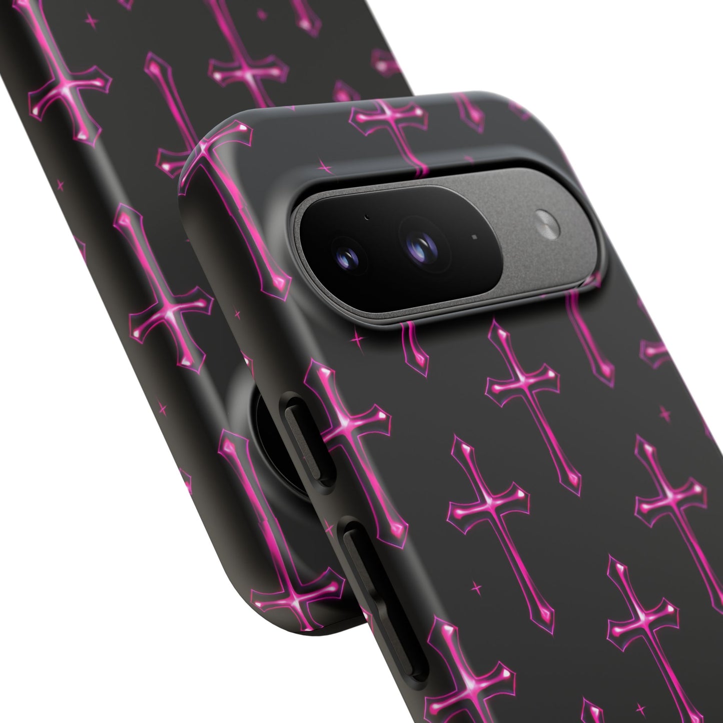 Neon Pink Cross Pattern Phone Case | Tough Protective Case for Iphone, Samsung Galaxy and Pixel