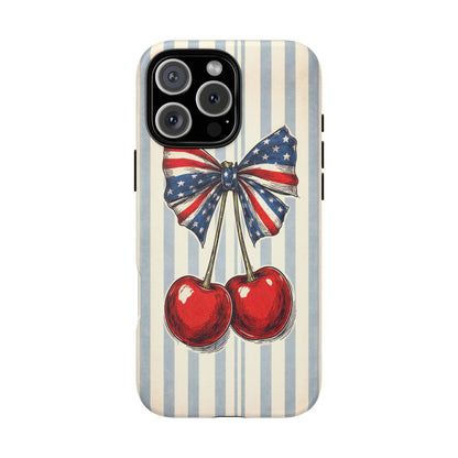Patriotic Cherry Phone Case Americana Coquette Aesthetic iPhone Samsung