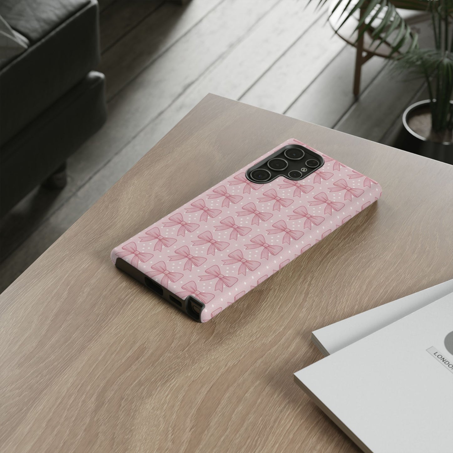 Pink Bow Pattern Phone Case – Soft Coquette Aesthetic Tough Case