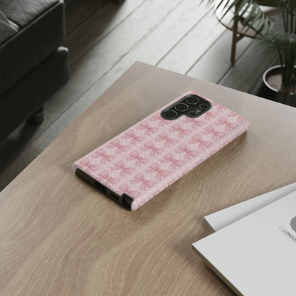 Pink Bow Pattern Phone Case – Soft Coquette Aesthetic Tough Case