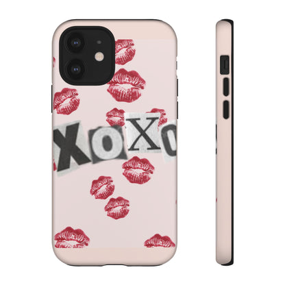 XOXO Kiss Print Phone Case | Coquette Valentine Aesthetic | Cute Pink Lipstick Kiss Tough Case for iPhone & Samsung