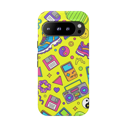 90s Retro Neon Phone Case – Y2K Nostalgia Colorful Icons Tough Protective Case