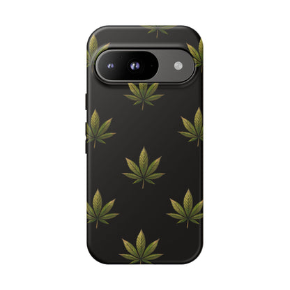 Cannabis Leaf Phone Case Green Weed Leaf Pattern Tough Protective Cover