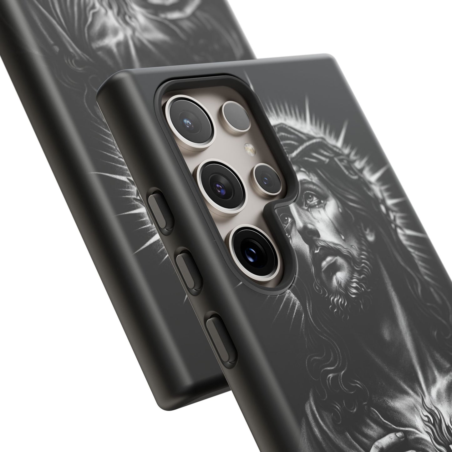 Jesus Sacred Heart Phone Case Black White Christian Faith Aesthetic