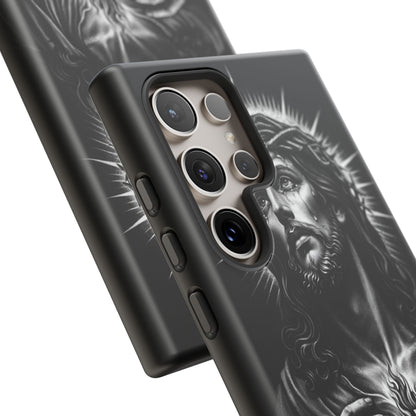 Jesus Sacred Heart Phone Case Black White Christian Faith Aesthetic
