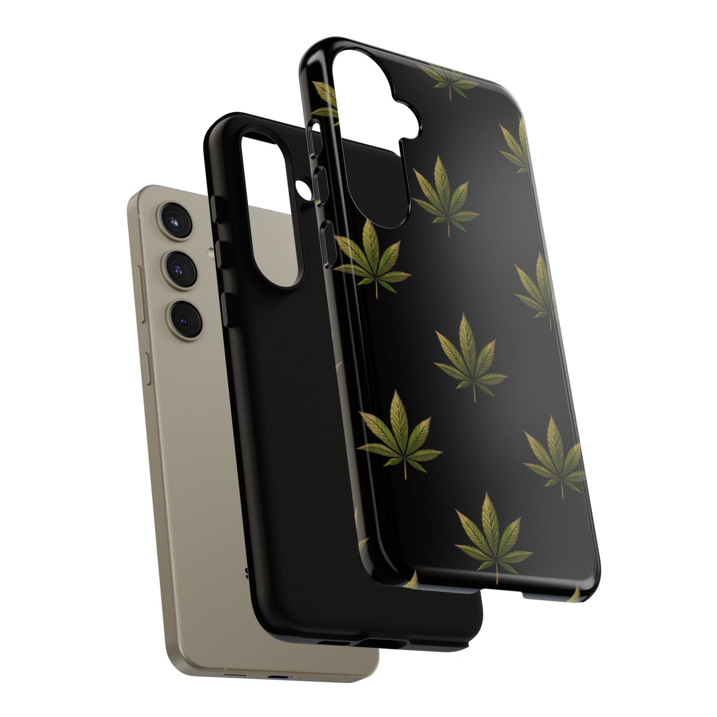 Cannabis Leaf Phone Case Green Weed Leaf Pattern Tough Protective Cover
