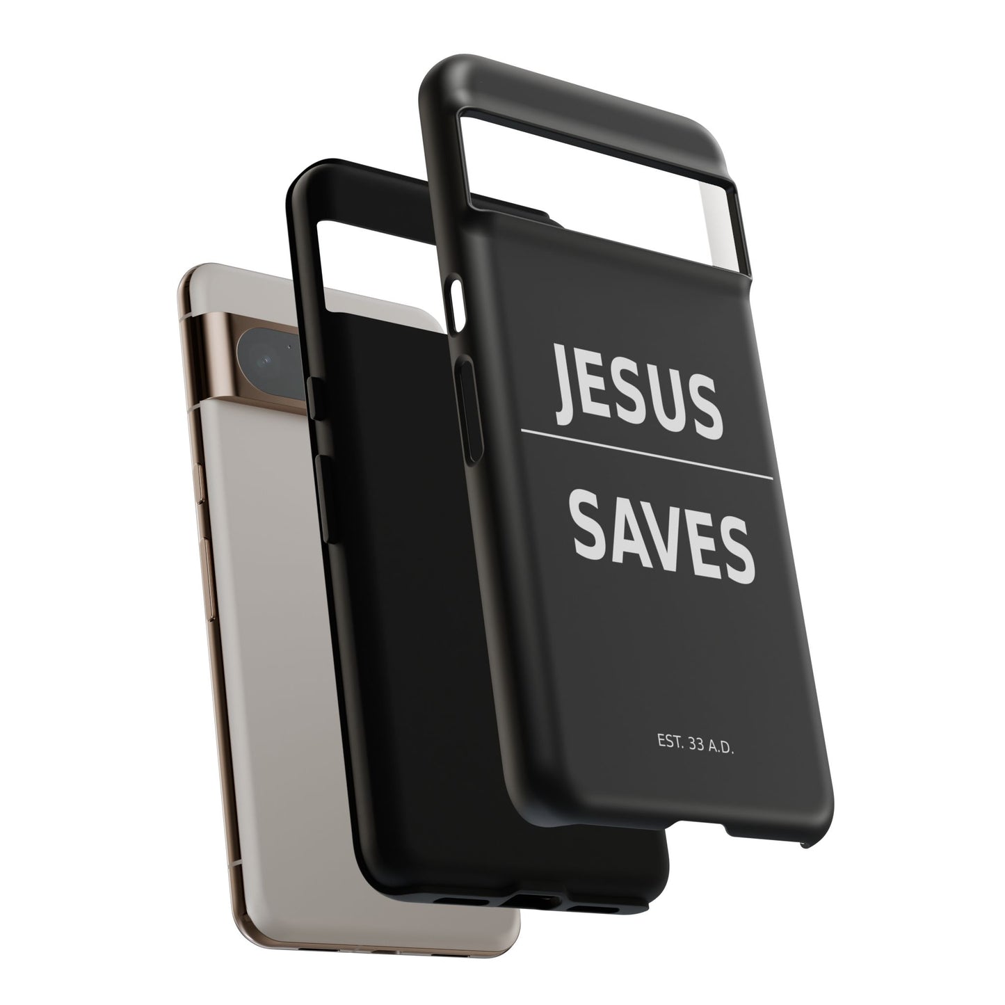 Jesus Saves Phone Case Christian Religious Minimalist Black Tough Cover