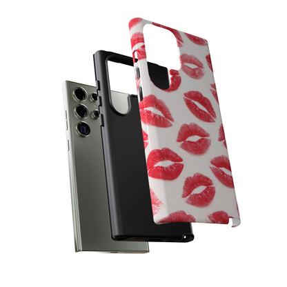 Red Lipstick Kiss Phone Case – Sexy Lip Print Pattern Tough Protective Cover