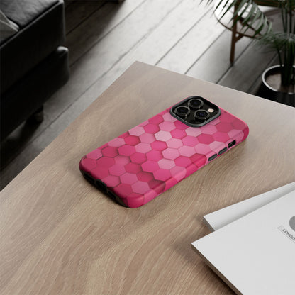 Hot Pink Hexagon Phone Case | Honeycomb Geometric Aesthetic | Cute Pink iPhone & Samsung Tough Protective Case