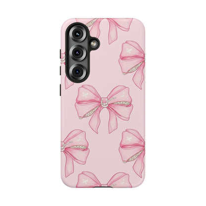 Pink Bow Pattern Phone Case | Coquette Aesthetic Tough Protective Case