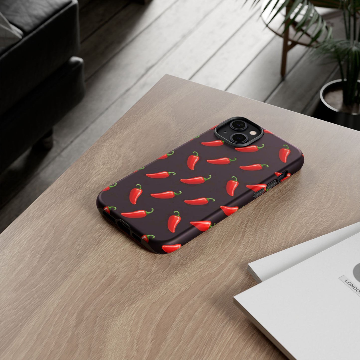 Spicy Chili Pepper Phone Case – Black Cute Hot Pepper Tough Cover for Iphone, Samsung Galaxy and Pixel
