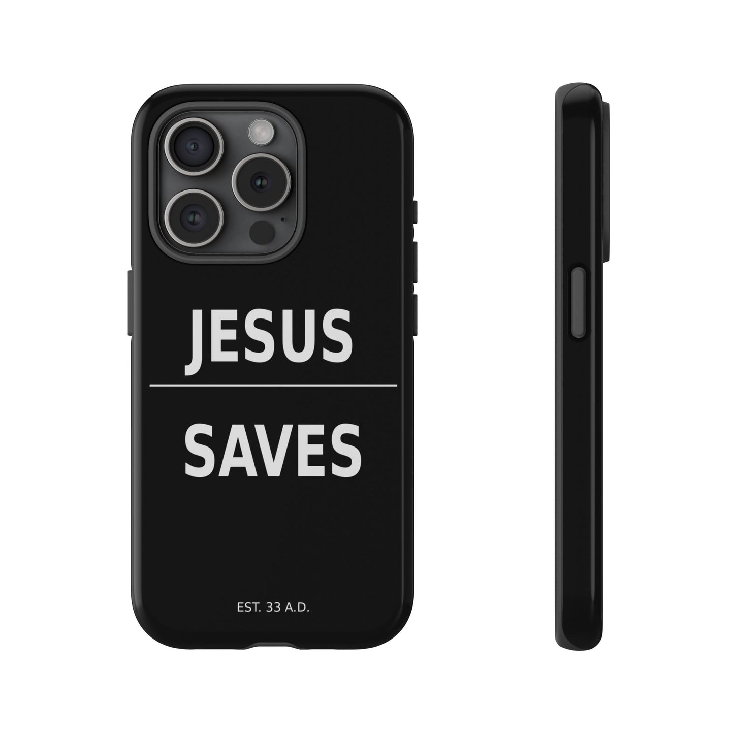 Jesus Saves Phone Case Christian Religious Minimalist Black Tough Cover