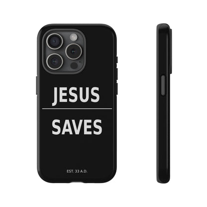 Jesus Saves Phone Case Christian Religious Minimalist Black Tough Cover
