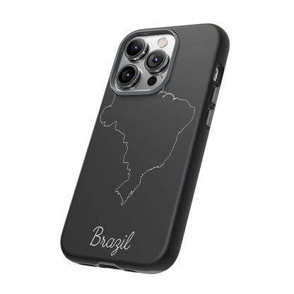 Brazil Outline Phone Case – Minimal Country Map Tough Case (iPhone, Samsung, Pixel)